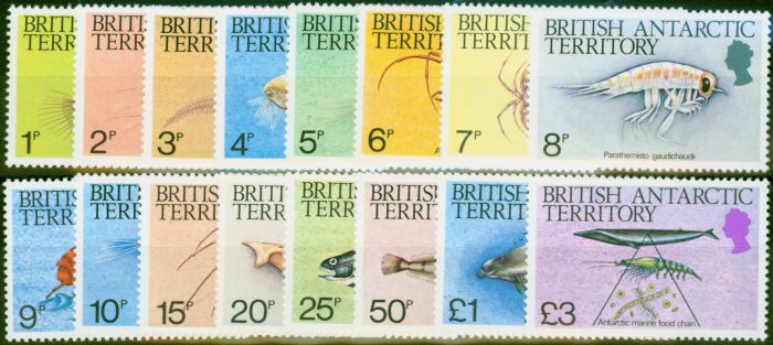 Rare Postage Stamp B.A.T 1984 Marine Life Set of 16 SG123-138 V.F MNH