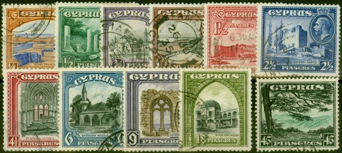 Collectible Postage Stamp Cyprus 1934 Set of 11 SG133-143 Fine Used