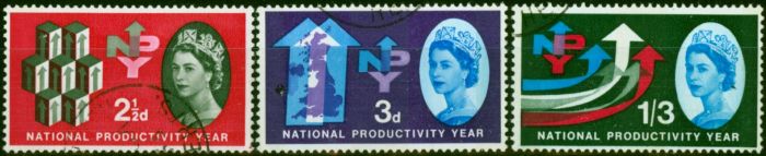 Old Postage Stamp GB 1962 National Productivity Phosphor Set of 3 SG631p-633p Fine Used