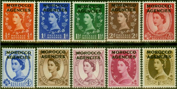 Collectible Postage Stamp Morocco Agencies 1952-55 Set of 10 SG101-110 V.F MNH