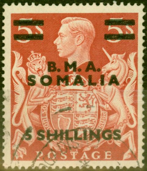 Valuable Postage Stamp from British Occu Somalia 1948 5s on 5s Red SGS20 Very Fine Used (4)