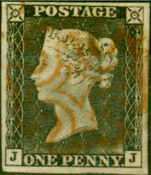 Valuable Postage Stamp from GB 1840 1d Grey-Black SG3 Worn Impression Pl. 1A (J-J) Superb Used Lovely Fresh Example