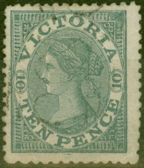 Rare Postage Stamp from Victoria 1865 Emergency Print 10d Grey SG119 Wmk 8 V.F.U.
