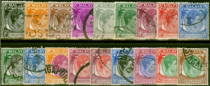 Valuable Postage Stamp Singapore 1948-52 Set of 18 SG16-30 Fine Used