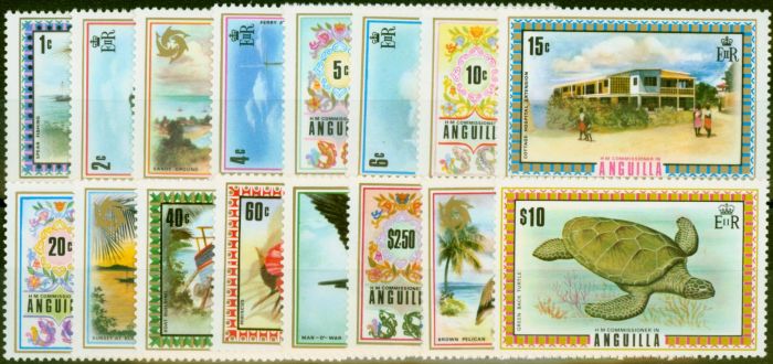 Old Postage Stamp from Anguilla 1972 Set of 16 SG130-144a Very Fine MNH