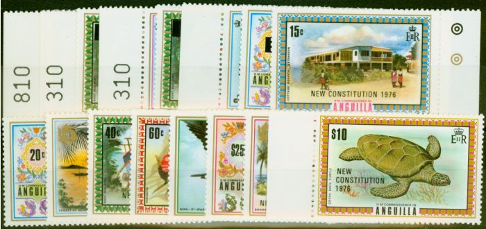 Old Postage Stamp from Anguilla 1976 New Constitution Set of 16 SG223-240 Very Fine MNH
