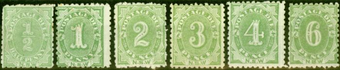 Valuable Postage Stamp from N.S.W 1891 P. Due Set of 6 to 6d SGD1-D6 Good to Fine Mtd Mint All Perf 10