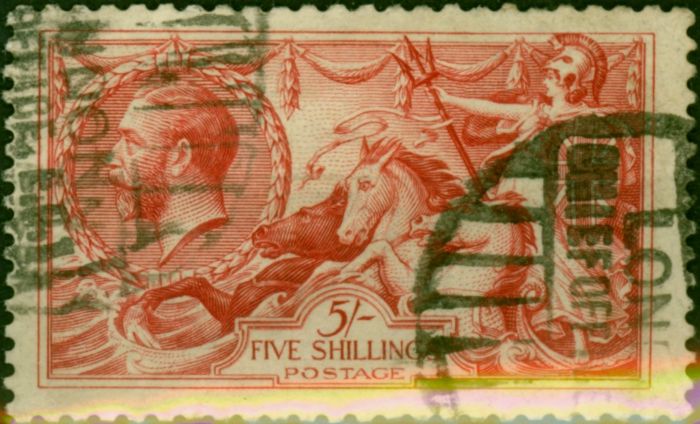 Valuable Postage Stamp GB 1919 5s Rose-Red SG416 Fine Used