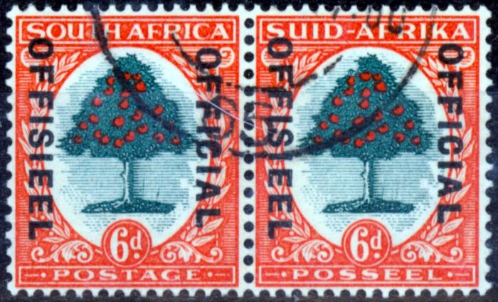 Rare Postage Stamp from South Africa 1937 6d Green & Vermilion SG024 (I) Fine Used (3)