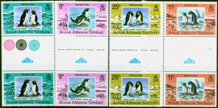 Collectible Postage Stamp B.A.T 1979 Penguins Set of 4 SG89-92 V.F MNH Gutter Pairs