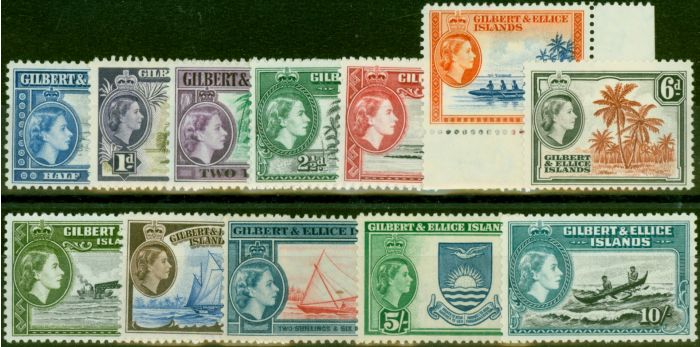 Old Postage Stamp Gilbert & Ellice Islands 1956 Set of 12 SG64-75 Fine LMM