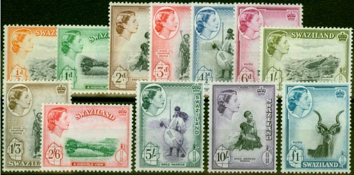 Valuable Postage Stamp from Swaziland 1956 Set of 12 SG53-64 Fine Very Lightly Mtd Mint