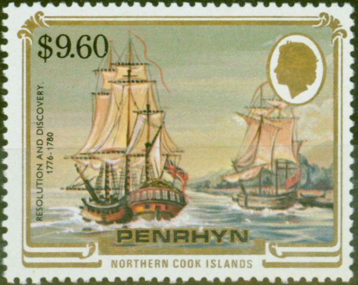 Collectible Postage Stamp from Penrhyn 1984 H.M.S Resolution & Discovery $9.60 SG355 V.F MNH