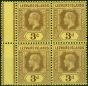 Old Postage Stamp Leeward Islands 1920 3d on Buff SG51c V.F MNH Block of 4