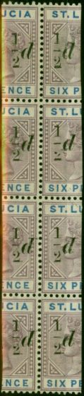 Collectible Postage Stamp St Lucia 1891 1/2d on Half 6d Dull Mauve & Blue SG54 V.F MNH Block of 8