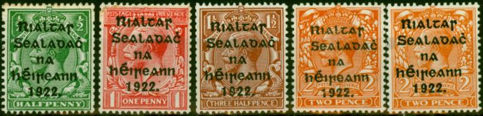 Rare Postage Stamp Ireland 1922 Set of 5 SG26-29a Fine MM