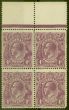 Valuable Postage Stamp from Australia 1921 4d Violet SG64 Fine MNH Block of 4