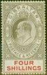 Valuable Postage Stamp from Gibraltar 1910 4s Black & Carmine SG73 Fine Very Lightly Mtd Mint