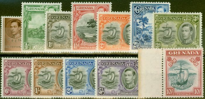 Valuable Postage Stamp from Grenada 1938 set of 12 SG152-163 Fine Lightly Mtd Mint