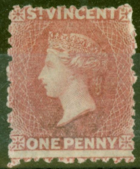 Valuable Postage Stamp from St Vincent 1862 1d Rose-Red SG5 Fine & Fresh Lightly Mtd Mint.