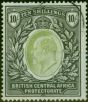 Old Postage Stamp B.C.A Nyasaland 1903 10s Grey-Green & Black SG65 Fine Used (2)