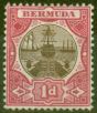 Old Postage Stamp from Bermuda 1906 1d Brown & Carmine SG37 Fine Mtd Mint