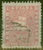 Rare Postage Stamp from British Guiana 1863 8c Pink SG54 Thin Paper Good Used