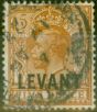 Collectible Postage Stamp from British Levant 1921 5d Yellow-Brown SGL21 Good Used.
