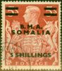 Collectible Postage Stamp from British Occu Somalia 1948 5s on 5s Red SGS20 Very Fine Used (2)
