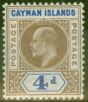 Valuable Postage Stamp from Cayman Islands 1907 4d Brown & Blue SG13 V.F Very Lightly Mtd Mint