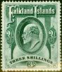 Valuable Postage Stamp from Falkland Islands 1907 3s Dp Green SG149b Fine & Fresh Mtd Mint