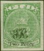 Rare Postage Stamp Fiji 1877 2d on 3d Yellow-Green Laid Paper SG32b Imperf Single Fine MM