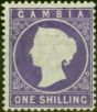 Rare Postage Stamp Gambia 1887 1s Violet SG35 Fine VLMM