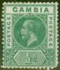 Collectible Postage Stamp from Gambia 1912 1/2d Dp Green SG86var Deformed B in GAMBIA Good Lightly Mtd Mint
