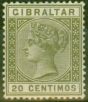 Old Postage Stamp from Gibraltar 1896 20c Olive-Green SG25 Fine Very Lightly Mtd Mint