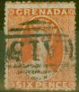 Valuable Postage Stamp from Grenada 1866 6d Orange-Red SG7 Fine Used.