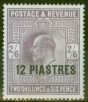 Old Postage Stamp from British Levant 1903 12pi on 2s6d Lilac SG11 Fine & Fresh Lightly Mtd Mint.