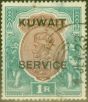 Rare Postage Stamp from Kuwait 1923 1R Orange-Brown & Dp Turq-Green SG010a Fine Used