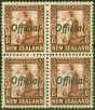 Valuable Postage Stamp from New Zealand 1936 1 1/2d Red-Brown SG0122 V.F MNH Block of 4