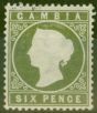 Rare Postage Stamp from Gambia 1887 6d Olive-Green SG32d Fine Mtd Mint