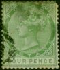 Tobago 1882 4d Yellow-Green SG18 Average Used  Queen Victoria (1840-1901) Old Stamps