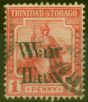 Valuable Postage Stamp from Trinidad & Tobago 1918 War Tax 1d Scarlet SG189a Opt Double Good Used