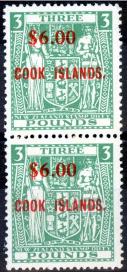 Collectible Postage Stamp from Cook Islands 1967 $6 on £3 Green SG220 Fine MNH Vert Pair