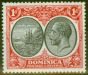 Old Postage Stamp from Dominica 1933 1d Black & Scarlet SG73 V.F Very Lightly Mtd Mint