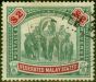 Valuable Postage Stamp Fed Malay States 1907 $2 Green & Carmine SG49 Fine Used Fiscal Cancel