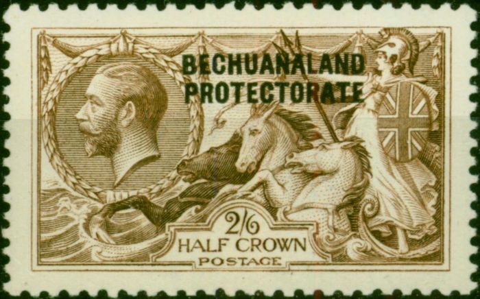 Old Postage Stamp Bechuanaland 1920 2s6d Chocolate-Brown SG88b 'Opt Double, One Albino' V.F LMM Scarce