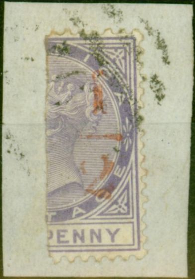 Valuable Postage Stamp Dominica 1882 1/2 (d) in Red on Half 1d Lilac SG11 Fine Used on Piece