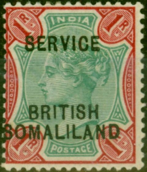 Old Postage Stamp Somaliland 1903 1R Green & Aniline-Carmine SG09f Fine MM