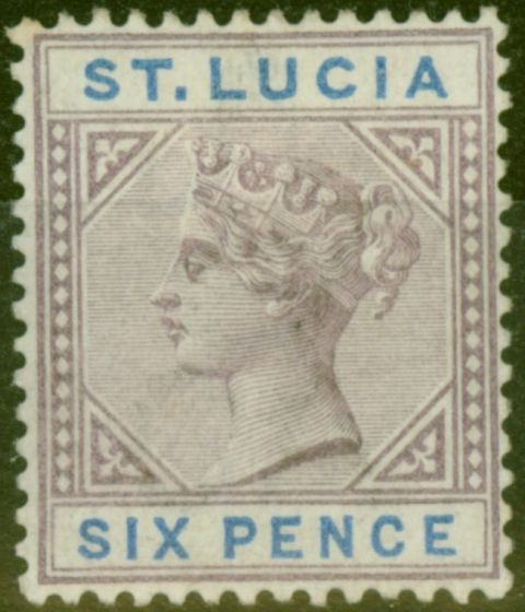 Collectible Postage Stamp from St Lucia 1891 6d Dull Mauve & Blue SG49 Fine Mtd Mint