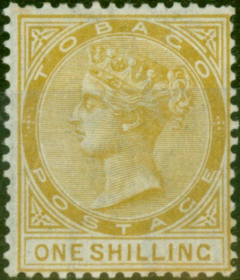 Rare Postage Stamp Tobago 1880 1s Yellow-Ochre SG12 Good & Fresh MM
